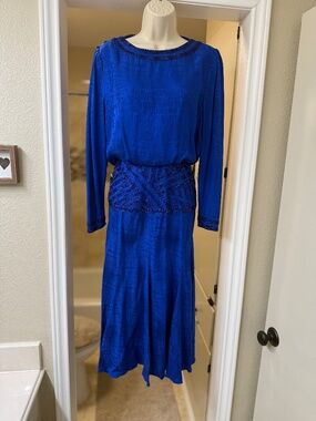 Vintage D'ore Royal Blue Silk with beading